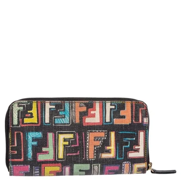 Fendi Long Wallet with a Zucca Multicolor FF Logo Pattern, Womens RARE - Picture 3 of 11